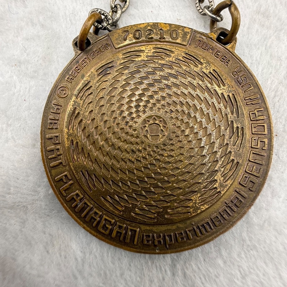 1976 Pat Flanagan Sensor Medallion II Necklace HSN Experimental Hieroglyph 27"
